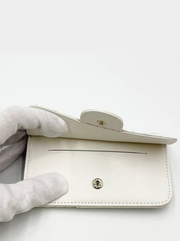 Classic zipper card holder business card wallet white caviar gold AP2570 - CHANEL - BALAAN 8