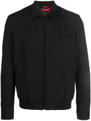 Logo Patch Zip-Up Jacket Black - HUGO BOSS - BALAAN 1