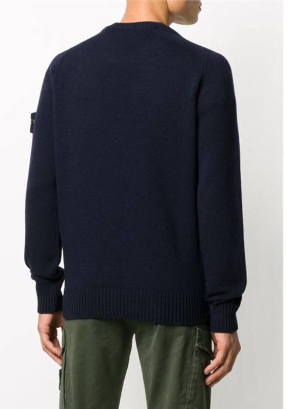 Waffen Patch Round Neck Knit Top Dark Navy - STONE ISLAND - BALAAN 4