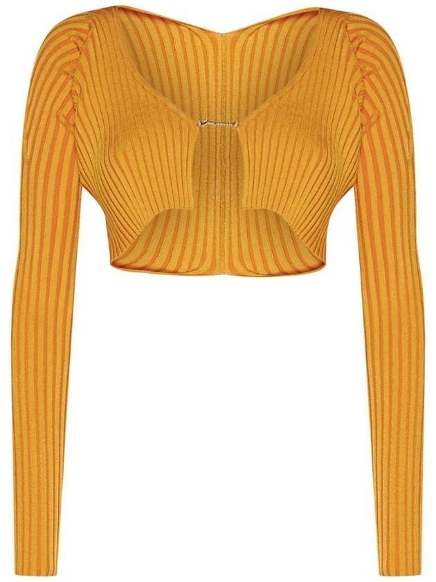 La Maille Pralu Micro Charm Logo Cardigan Orange - JACQUEMUS - BALAAN 1