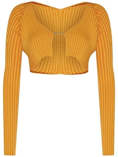 La Maille Pralu Micro Charm Logo Cardigan Orange - JACQUEMUS - BALAAN 1