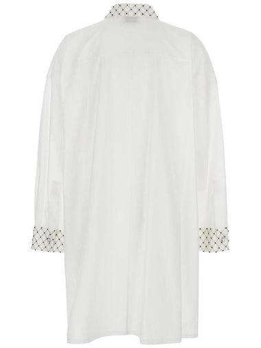 White Maxi Shirt With Pearls Decoration In Cotton Woman - FORTE FORTE - BALAAN 1