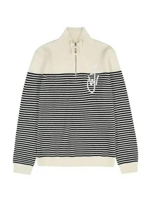 Logo knit half zip-up ivory black men KW0582YN0008 022 - JW ANDERSON - BALAAN 1