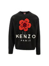 Boke Flower Crew Neck Knit Top Black - KENZO - BALAAN 2