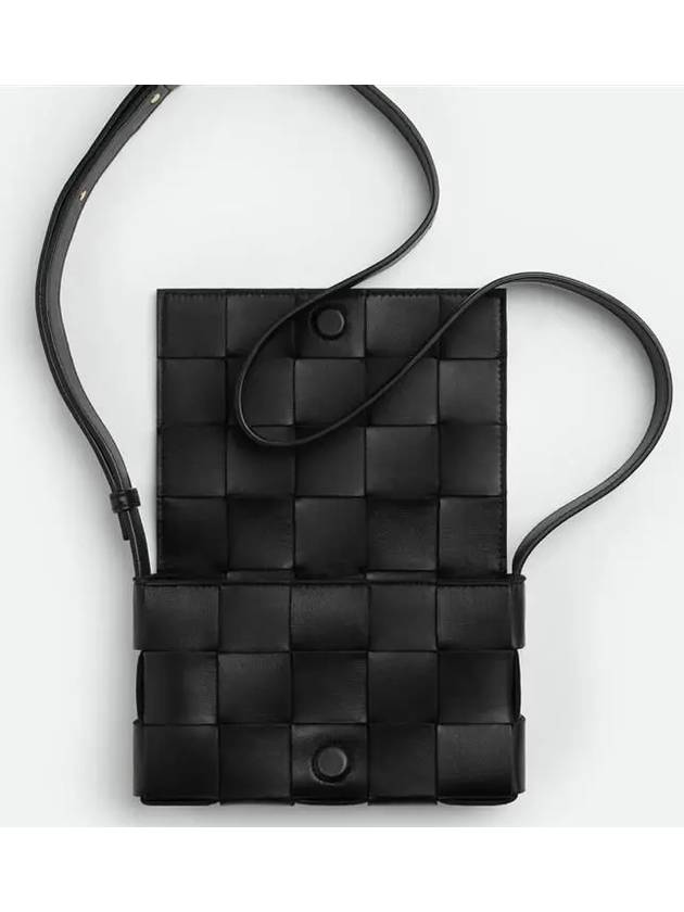 Cassette Intrecciato Small Cross Bag Black - BOTTEGA VENETA - BALAAN 4