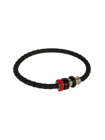 Steel Lock 3 Ring Leather Bracelet Black - MONTBLANC - BALAAN.