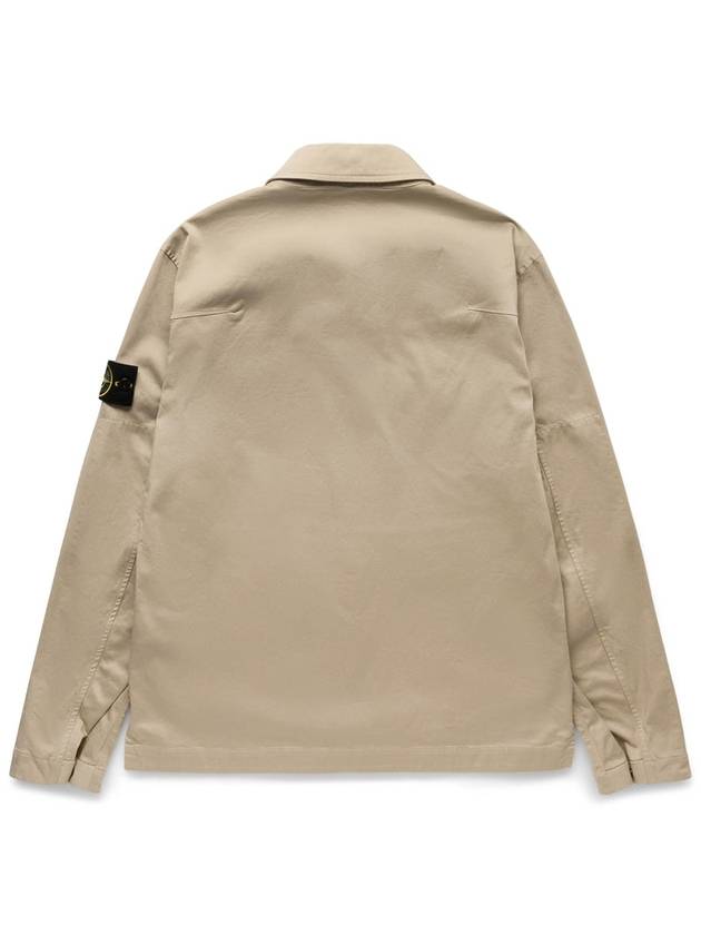 Zipper Regular Fit Cotton Overshirt Jacket Beige - STONE ISLAND - BALAAN 3