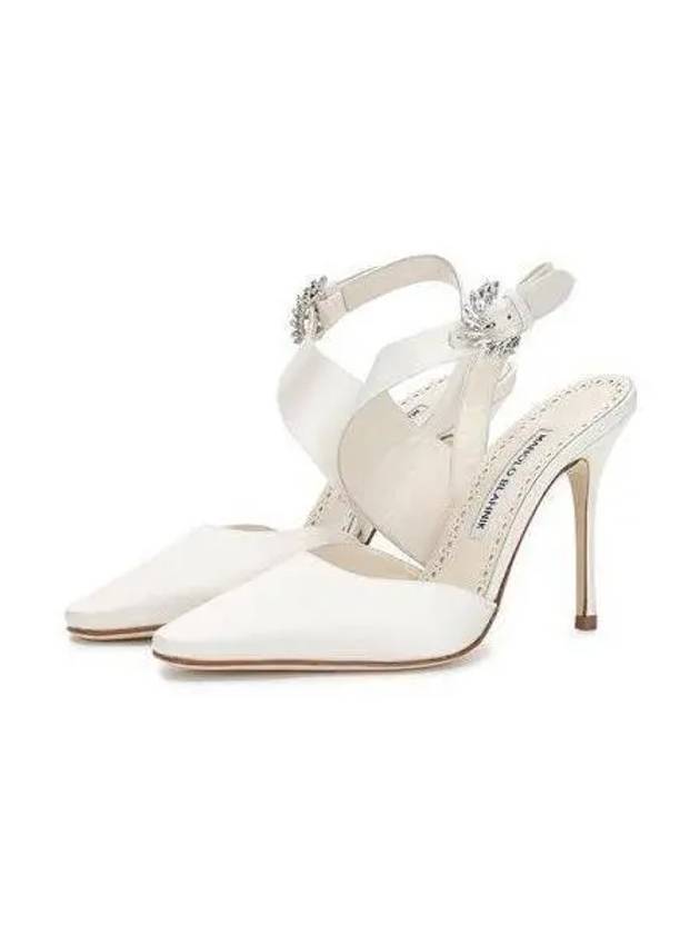 Havelopa Satin Finish Sandals Heel White HAFELA1232145 - MANOLO BLAHNIK - BALAAN 1