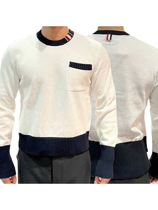 RWB Striped Cotton Knit Top White - THOM BROWNE - BALAAN.