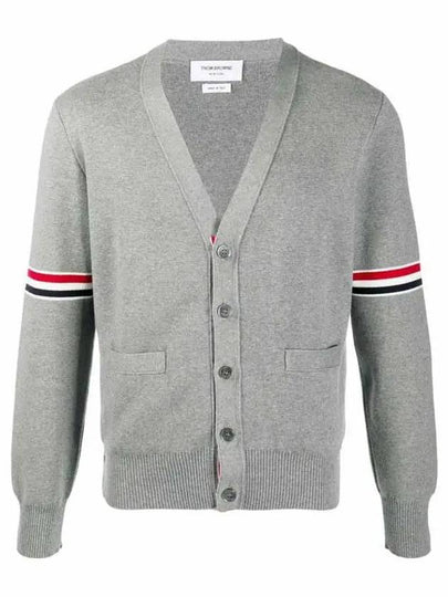 Milano Stitch Sprite Armband Cotton V-neck Cardigan Light Grey - THOM BROWNE - BALAAN 2