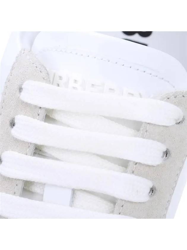 Leather Suede Check Cotton Low Top Sneakers White - BURBERRY - BALAAN 7