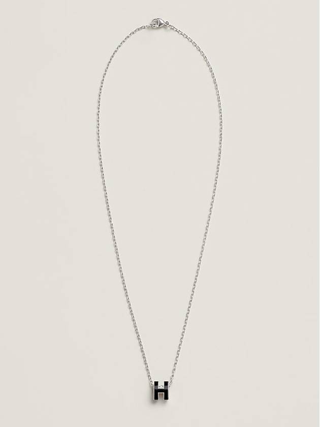 Mini Pop H Pendant Necklace Palladium Noir Silver - HERMES - BALAAN 3