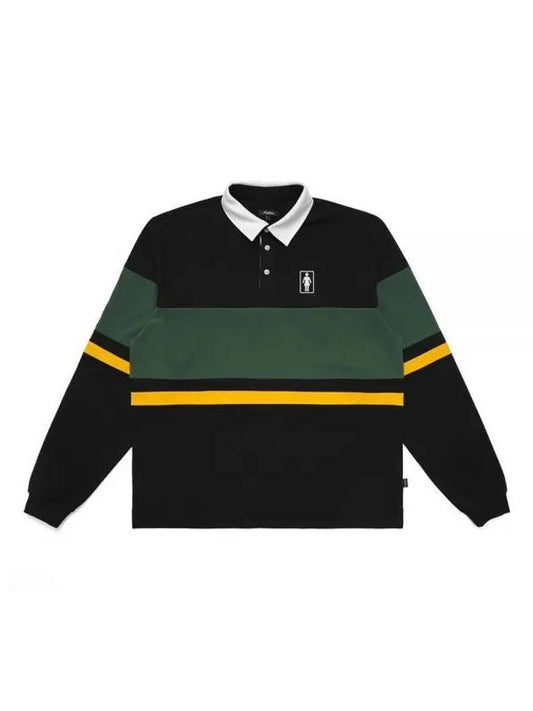 MALBON x GIRL Bo x ed Buckets Long Sleeve Polo BLACK M3113LTL02BLK - MALBON GOLF - BALAAN 1