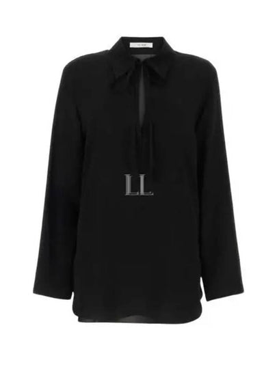 Silk Long Sleeve Shirt Black - THE ROW - BALAAN 2