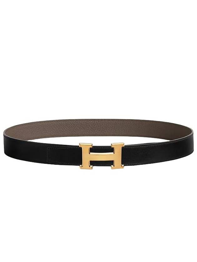 H Gold Buckle Reversible 32mm Leather Belt Noir Blue - HERMES - BALAAN 2