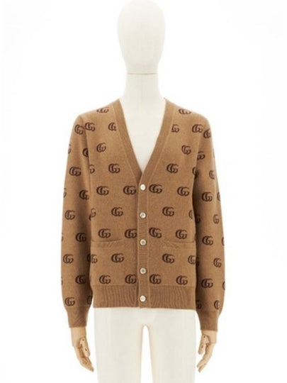 GG jacquard cashmere cardigan beige - GUCCI - BALAAN 2