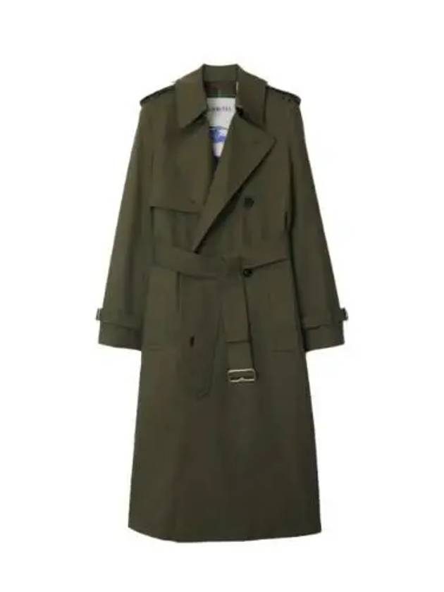 Double Breasted Long Cotton Blend Trench Coat Military - BURBERRY - BALAAN 2