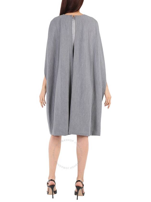 Women's Wool Blend Cape Detail Midi Dress Gray - BURBERRY - BALAAN 4