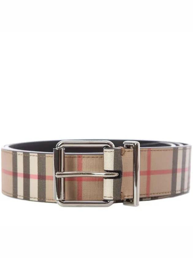 Men's Check Leather Belt Beige - BURBERRY - BALAAN 2