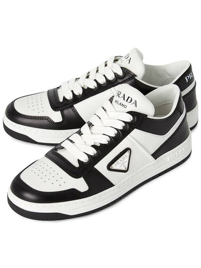 Downtown Perforated Leather Low Top Sneakers White Black - PRADA - BALAAN 2