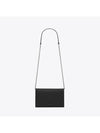 Cassandre Envelope Chain Shoulder Bag In Grain De Poudre Leather Noir - SAINT LAURENT - BALAAN 3