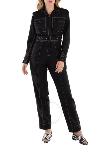 Burberry Black Catalina Long-Sleeve Belted Jumpsuit, Brand Size 6 (US Size 4) - BURBERRY - BALAAN 1