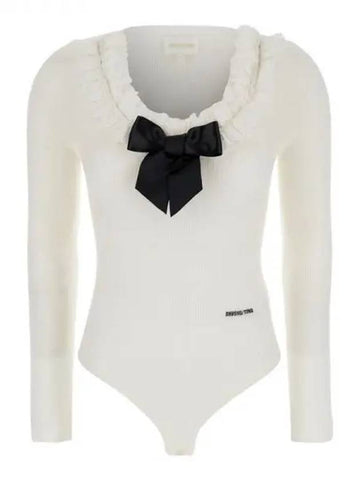 SHUSHU TONG bow detail wool blend bodysuit 271880 - SHUSHU/TONG - BALAAN 1