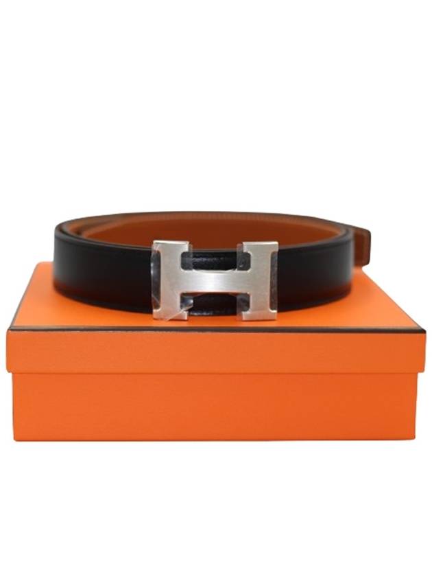 H Buckle 32MM Reversible Leather Belt Gris Moyen Noir Gold - HERMES - BALAAN 2