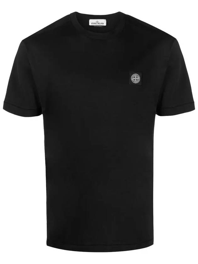 Logo Patch Short Sleeve T-Shirt Black - STONE ISLAND - BALAAN 2