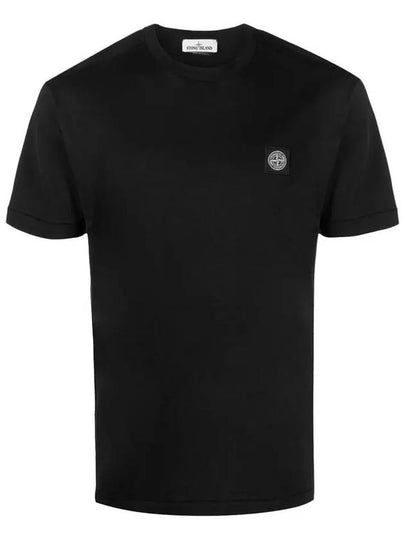 Logo Patch Short Sleeve T-Shirt Black - STONE ISLAND - BALAAN 2