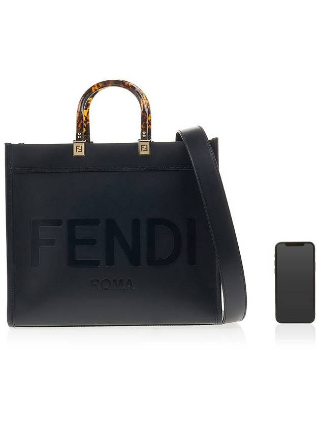 Sunshine Logo Medium Tote Bag Black - FENDI - BALAAN 7