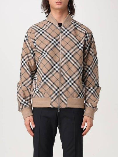 Harrington Check Wool Blend Zip-Up Jacket Brown - BURBERRY - BALAAN 2