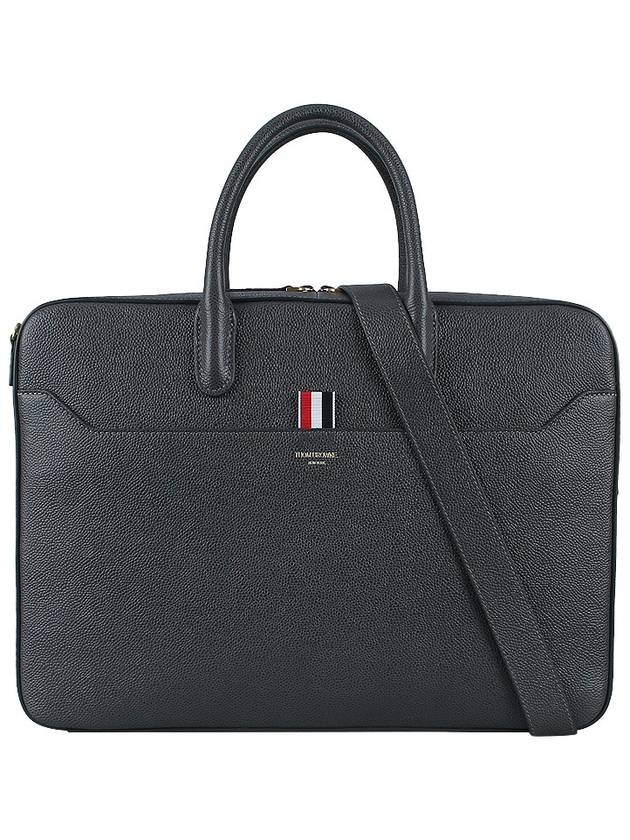 Pebble Grain Leather Brief Case Grey - THOM BROWNE - BALAAN 2