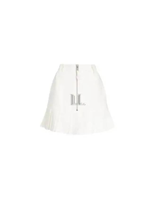 Slub Linen Mini A-Line Skirt Egret - GANNI - BALAAN 2