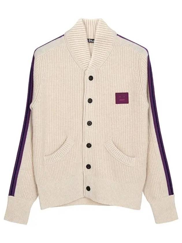 Crew Neck Cardigan Oatmeal Melange - ACNE STUDIOS - BALAAN 5