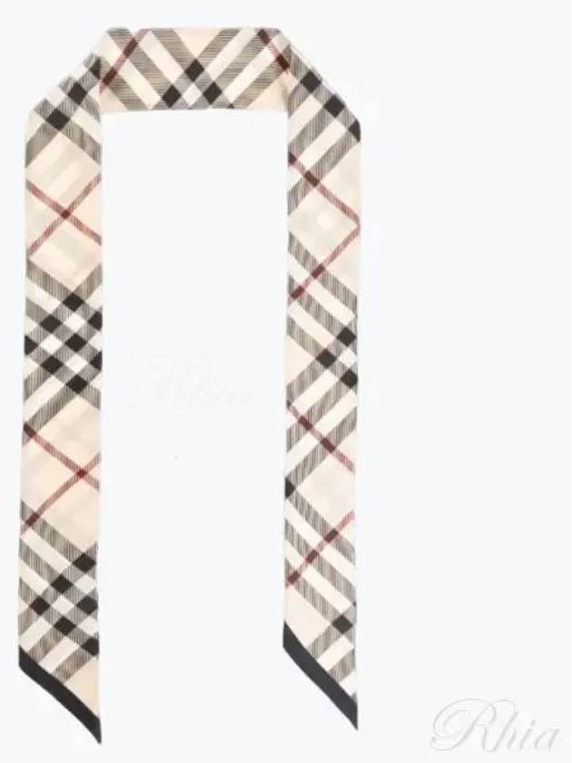 Skinny Check Silk Scarf Stone - BURBERRY - BALAAN 2