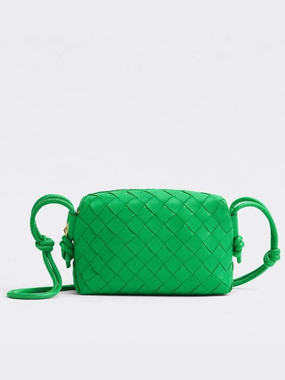 Intrecciato Loop Small Leather Cross Bag Parakeet - BOTTEGA VENETA - BALAAN 2