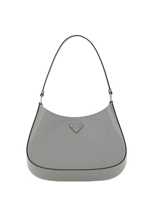 Triangular Logo Cleo Brushed Leather Shoulder Bag Grey - PRADA - BALAAN 1