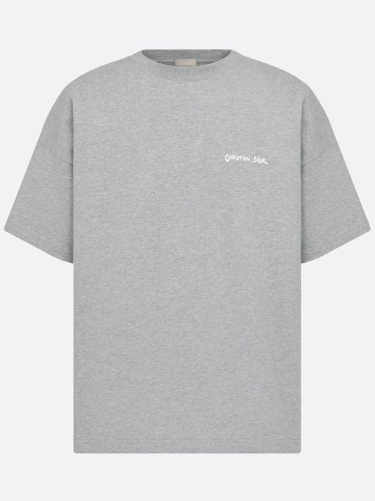 Embroidered Logo Cotton T-Shirt Grey - DIOR - BALAAN 2