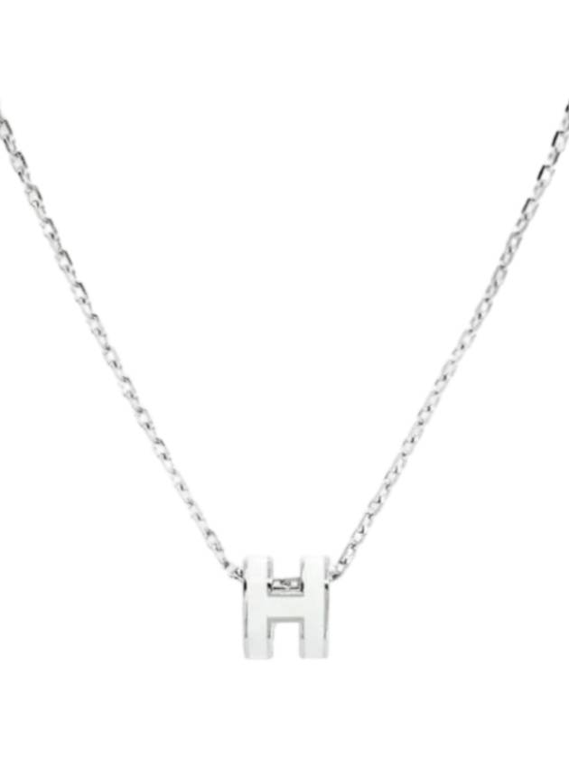 Mini Pop H Pendant Necklace Palladium Blanc - HERMES - BALAAN 1