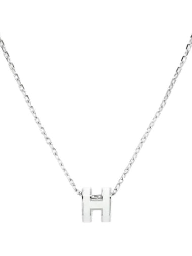 Mini Pop H Pendant Necklace Palladium Blanc - HERMES - BALAAN 1