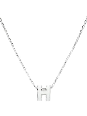 Mini Pop H Pendant Necklace Palladium Blanc - HERMES - BALAAN 1