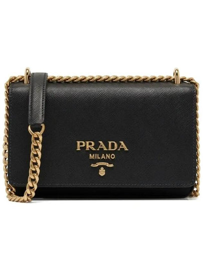 Saffiano Pocono Chain Shoulder Bag Black - PRADA - BALAAN 2