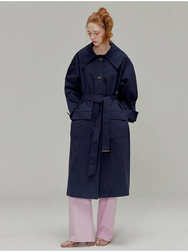 Volume sleeve big collar trench coat_Navy - OPENING SUNSHINE - BALAAN 1