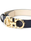 Women's Gancini Buckle Reversible Leather Belt Bone Navy - SALVATORE FERRAGAMO - BALAAN 7