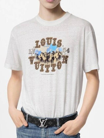 1AFWUS graphic cotton and linen blend t shirt - LOUIS VUITTON - BALAAN 1