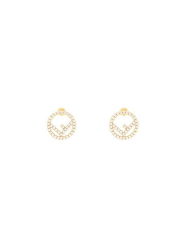 F Is Fendi Crystals Earrings Gold - FENDI - BALAAN 1