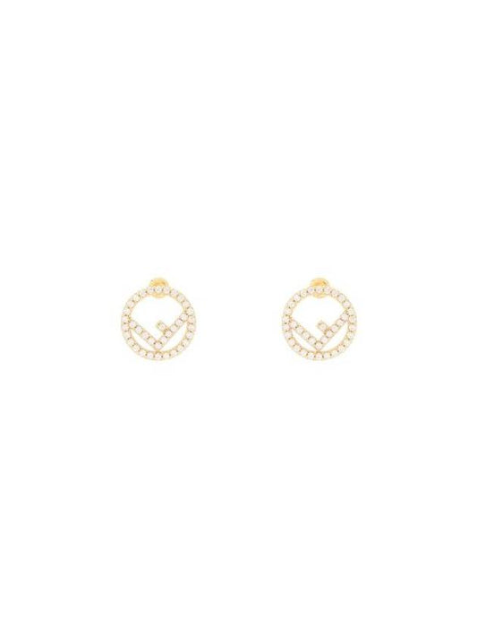 F Is Fendi Crystals Earrings Gold - FENDI - BALAAN 1