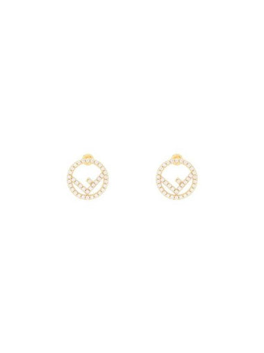 F Is Fendi Crystals Earrings Gold - FENDI - BALAAN 1