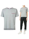 Men's Medium Weight Jersey Tipped Pocket Crewneck Short Sleeve T-Shirt Light Grey - THOM BROWNE - BALAAN 2